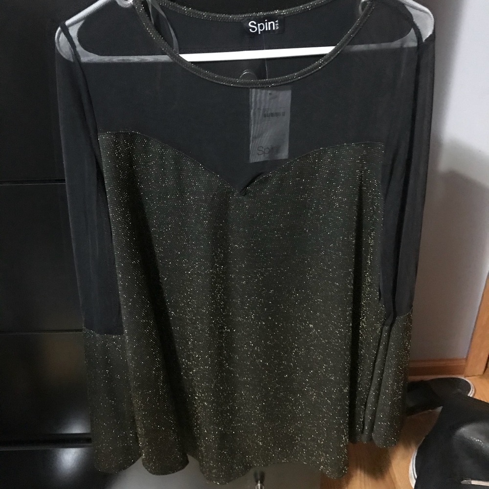 NWT Black and Gold Forever 21 Sheer Blouse